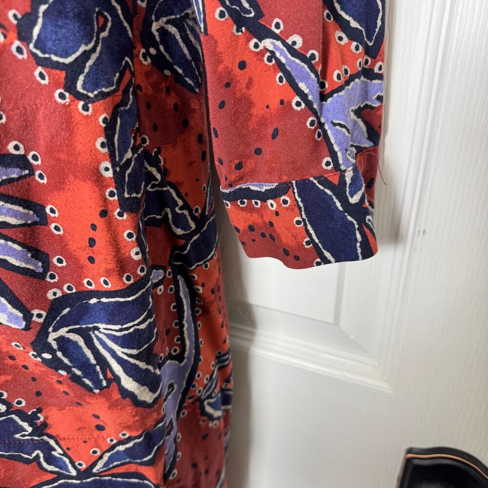 NIC+ZOE Tropical Leaf Shift Dress Split Neck 3/4 Sleeve Travel XS - Picture 5 of 11